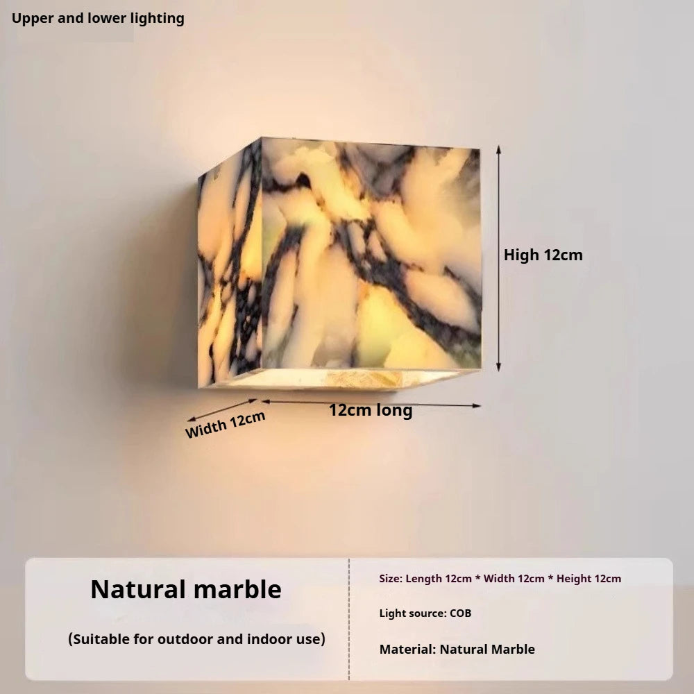 Wabi Sabi Guesthouse Courtyard Villa Outdoor Waterproof Yellow Cave Stone Wall Lights Dining Room Balcony Travertine Wall Lamps