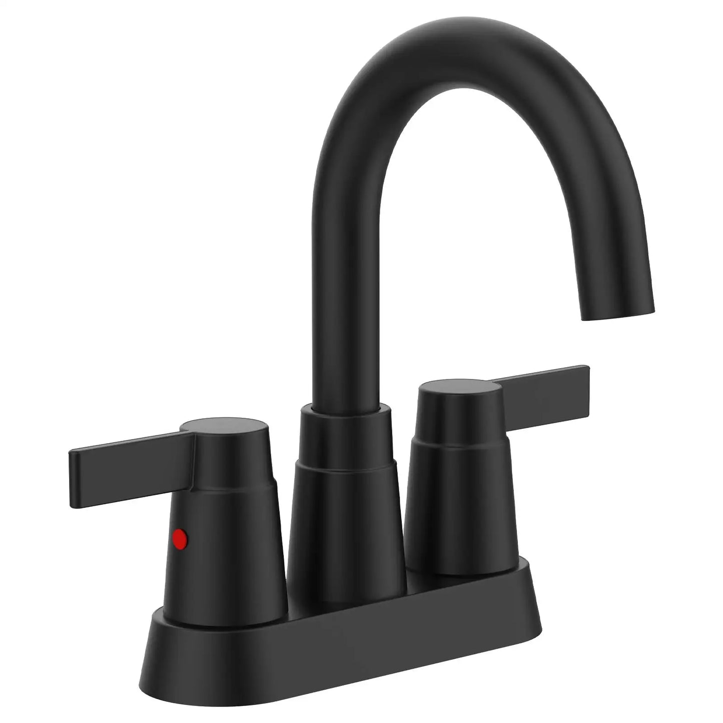 Matte Black 2-Handle Bathroom Faucet - 360° Swivel, Centerset 4-Inch Vanity Sink Fixture, 3 Holes Lavatory Mixer