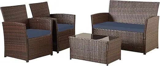 Patio Furniture Set, Modular Patio Set Wicker Outdoor Sectional Sofa Set PE Rattan Wicker Patio Conversation Set with T
