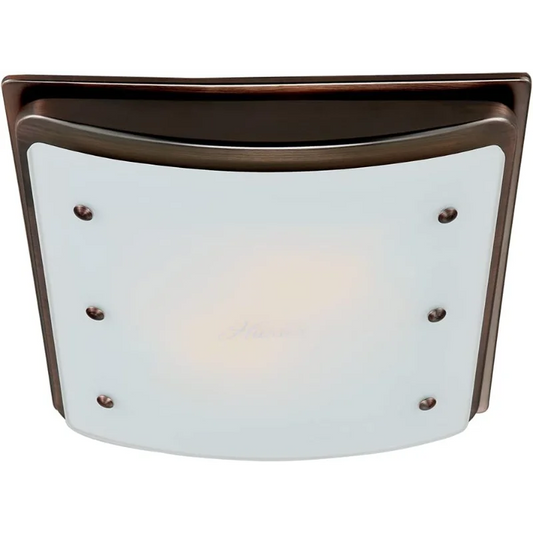 Hunter 90065z Ellipse Decorative Bathroom Ventilation Exhaust Fan with Light and Night-Light, Matte Opal Glass, Imperial Bronze