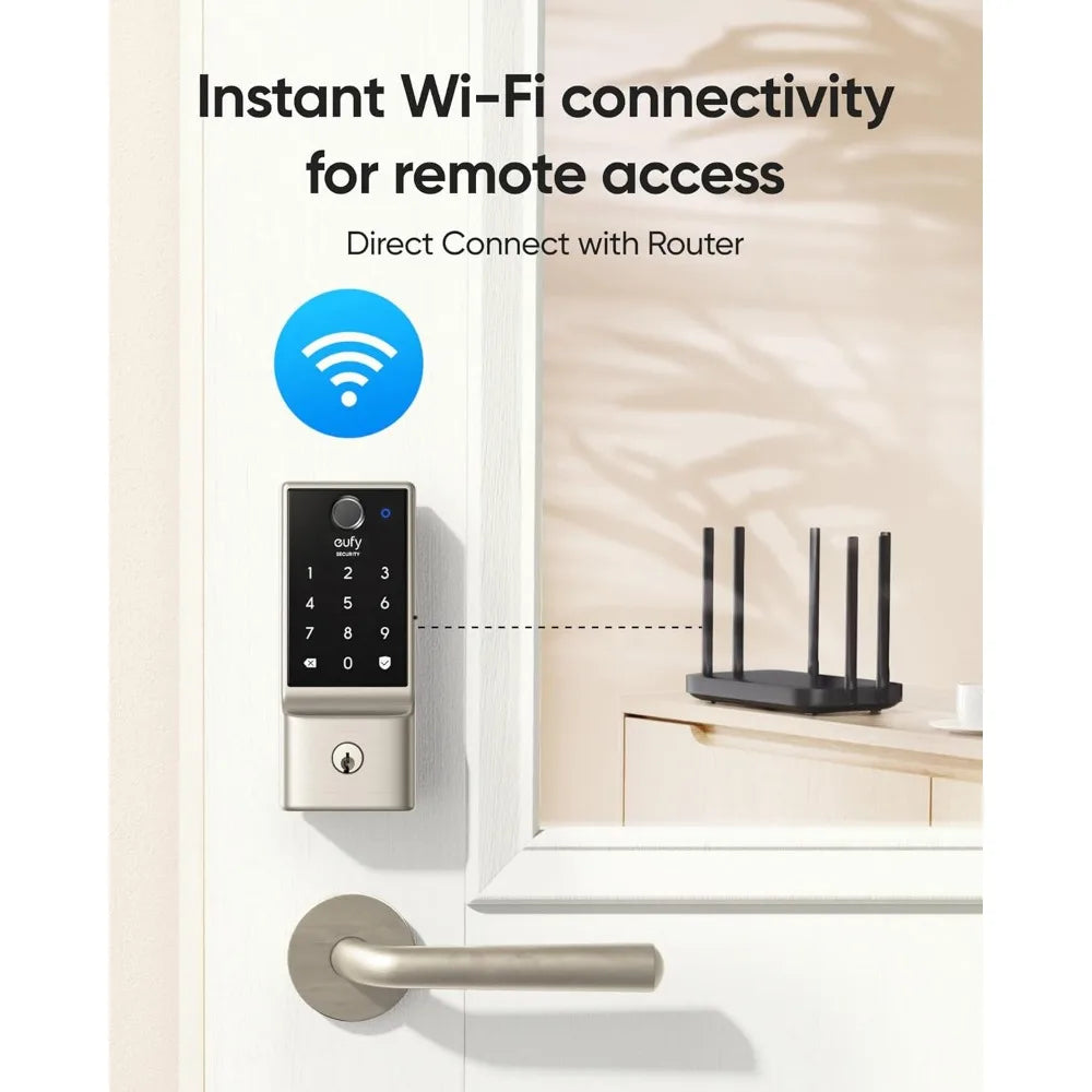 Smart Lock C220, Fingerprint Keyless Entry Door Lock, Built-in Wi-Fi, App Remote Control, Front Door Smart Deadbolt, IP53 Water