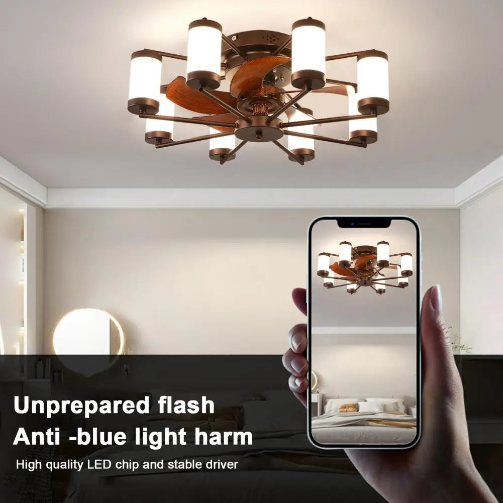 2 In 1 Ceiling Fan Lamp 6 Gears Wind Speed 5 Blades LED Ceiling Light Modern Low Energy Consumption Ceiling Fan Home Improvement