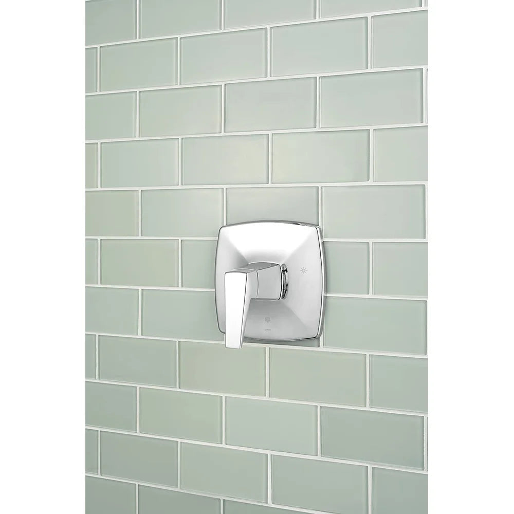 Sleek Polished Chrome Tub Shower Trim Valve Pressure Balance Temperature Control Modern Design 1-Handle Faucet Interior Use