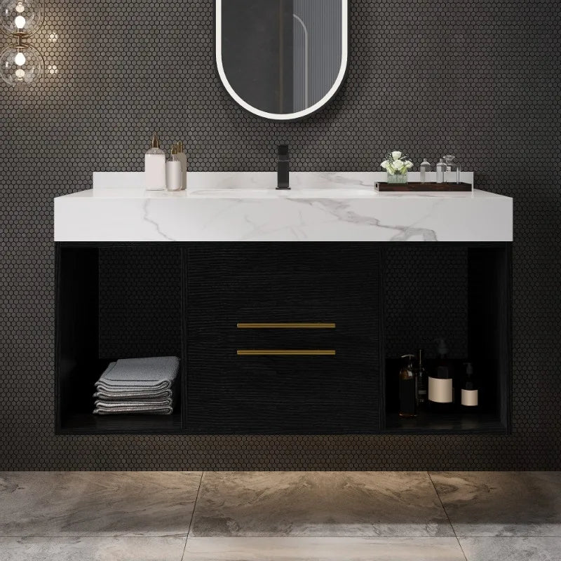 39.4" Bathroom Vanities With Ceramic Sink,Floating Bathroom Vanity,Wall Mounted Storage Cabinet With 2 Drawers