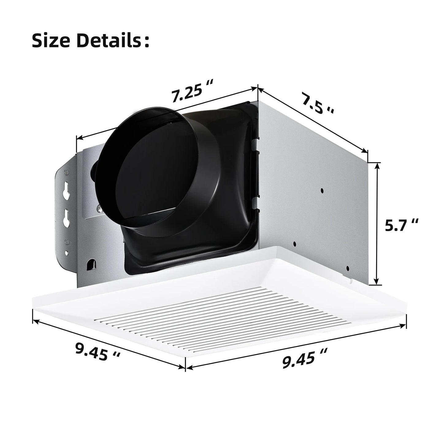 110 CFM with LED Light, 3 Color Temp, ≤2.0 Sones, 10.24” Panel, 10m² Coverage, Easy Install, Energy Saving Bathroom Exhaust Fan