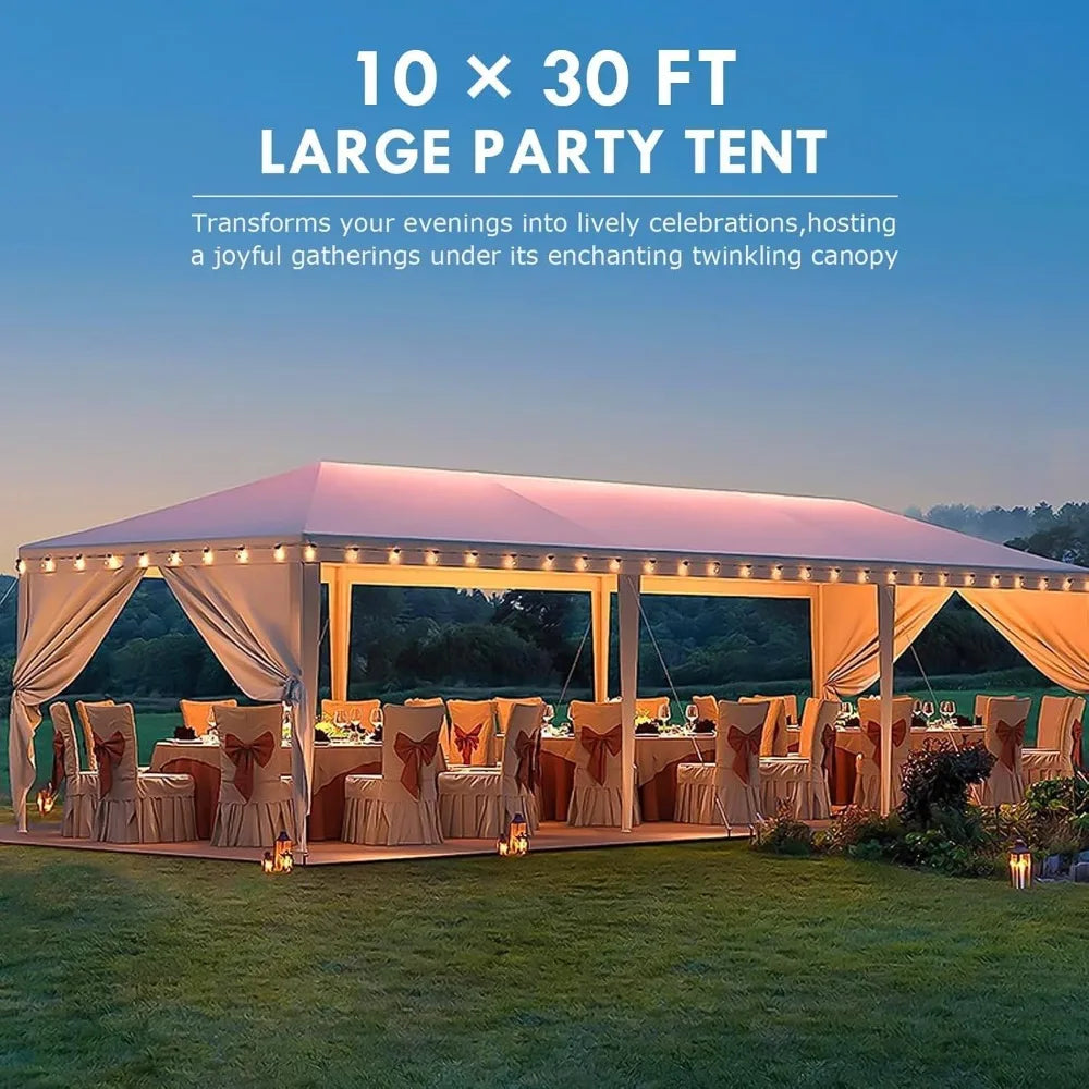 2025 Upgraded 10'x30' Party Tent, Outdoor Tents for Parties, Wedding, Birthday, Large Canopy Tent with Walls and Transparent Win