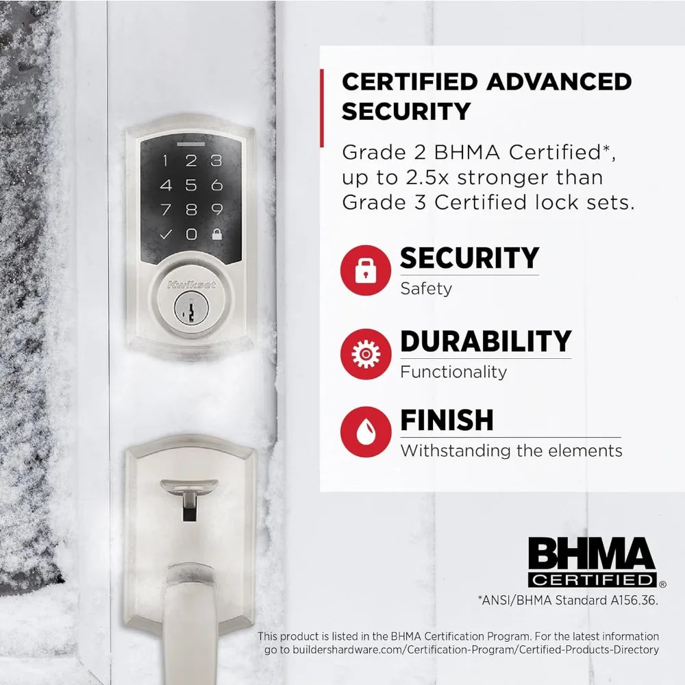 SmartCode 270 Keyless Entry Electronic Touchpad Deadbolt Door Lock with Auto-Lock, Custom User Codes, Advanced Security in Sati