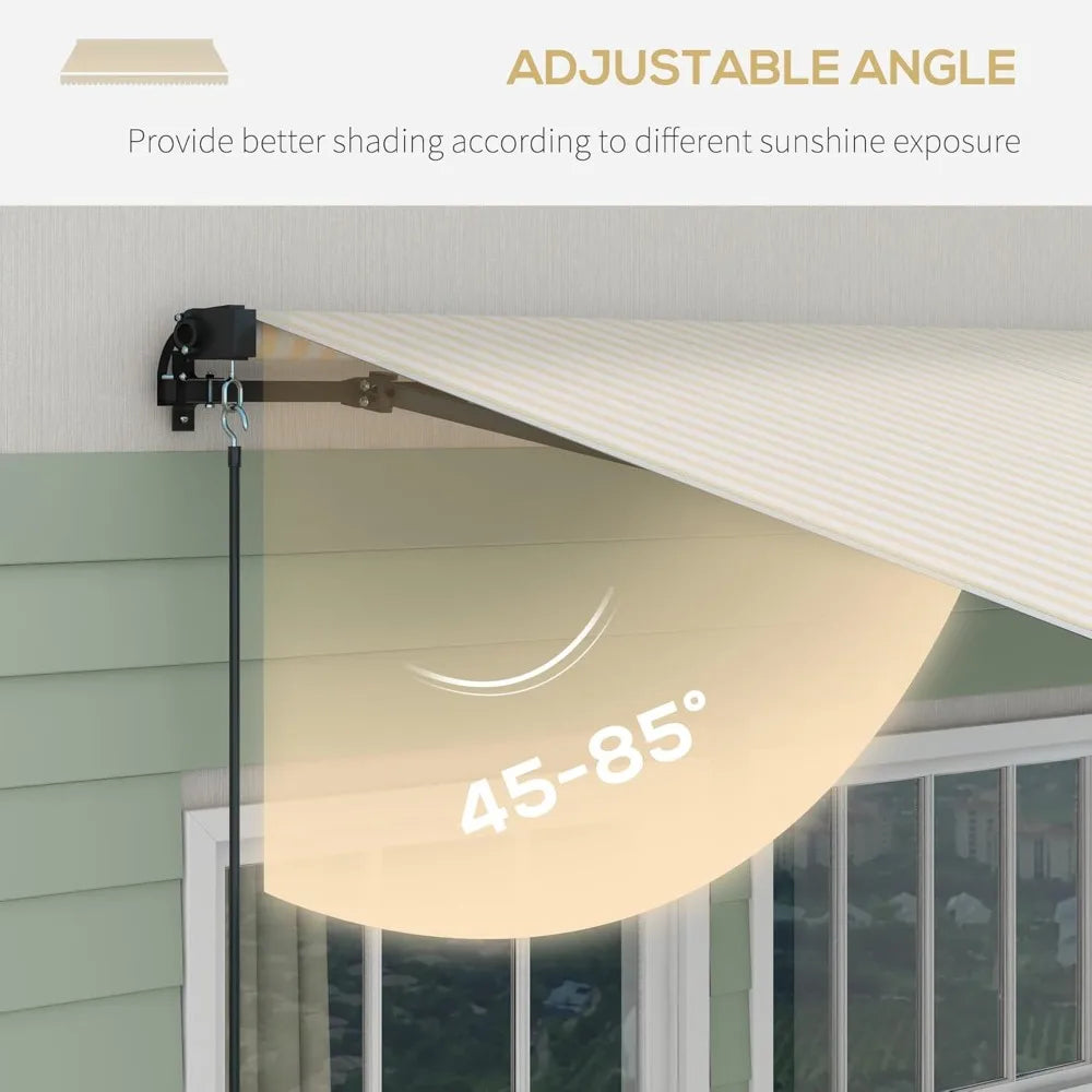 13' x 10' retractable awning, patio awning sunshade shelter with manual crank handle, 280gsm uv resistant fabric and aluminum f