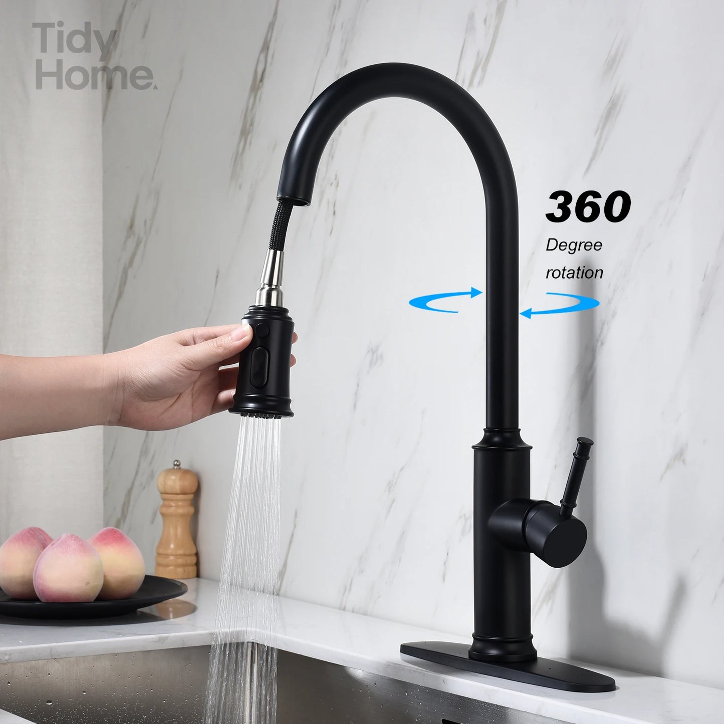 Kitchen Faucet with Pull Out Spraye，Pull-Out Spray Kitchen Faucet - Modern Design, Easy Installation, Adjustable Water Flow