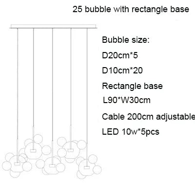 Modern Clear Glass LED Chandelier Lighting  Living Room Chandelier for Dining Room Bubble Glass Pendant Lights