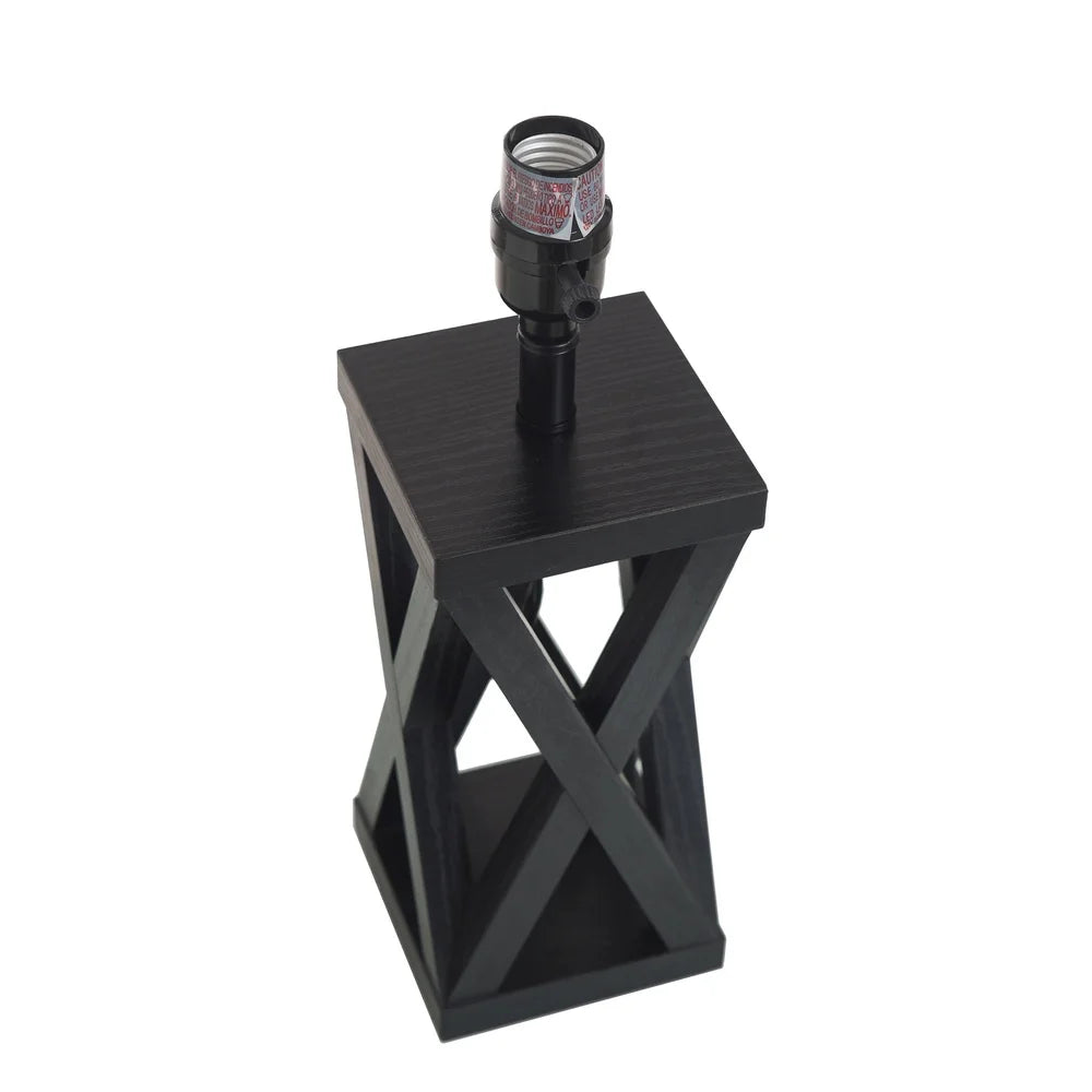 Accent Table Lamp Base Black Wood Construction Rotary Switch Versatile Design Single Socket Home Decor Focal Point Lighting 4.5