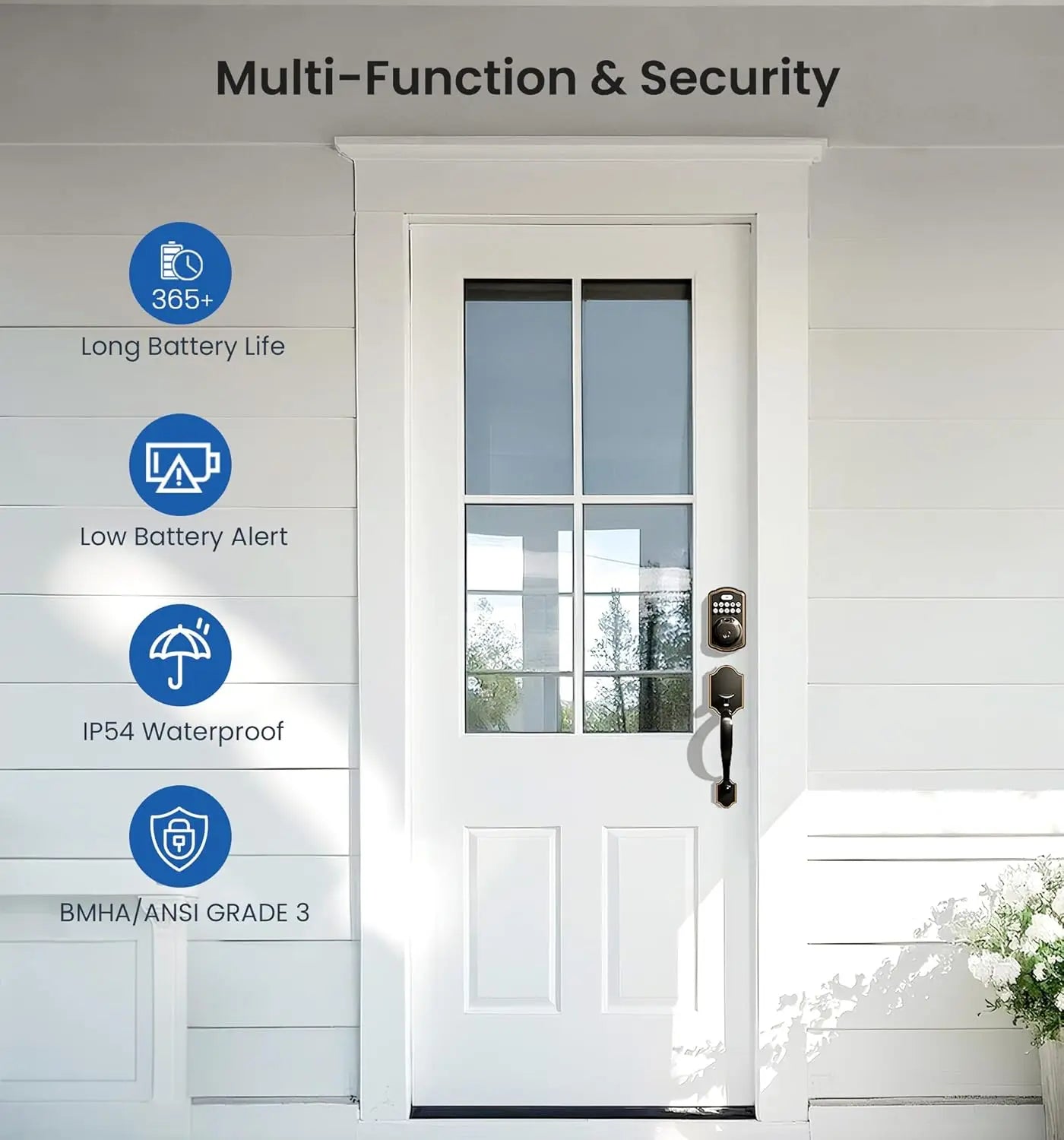 Veise Fingerprint Door Lock, Keyless Entry, Auto Lock, Electronic Keypad Deadbolt for Front Door, Biometric, Anti-Peeking Passwo