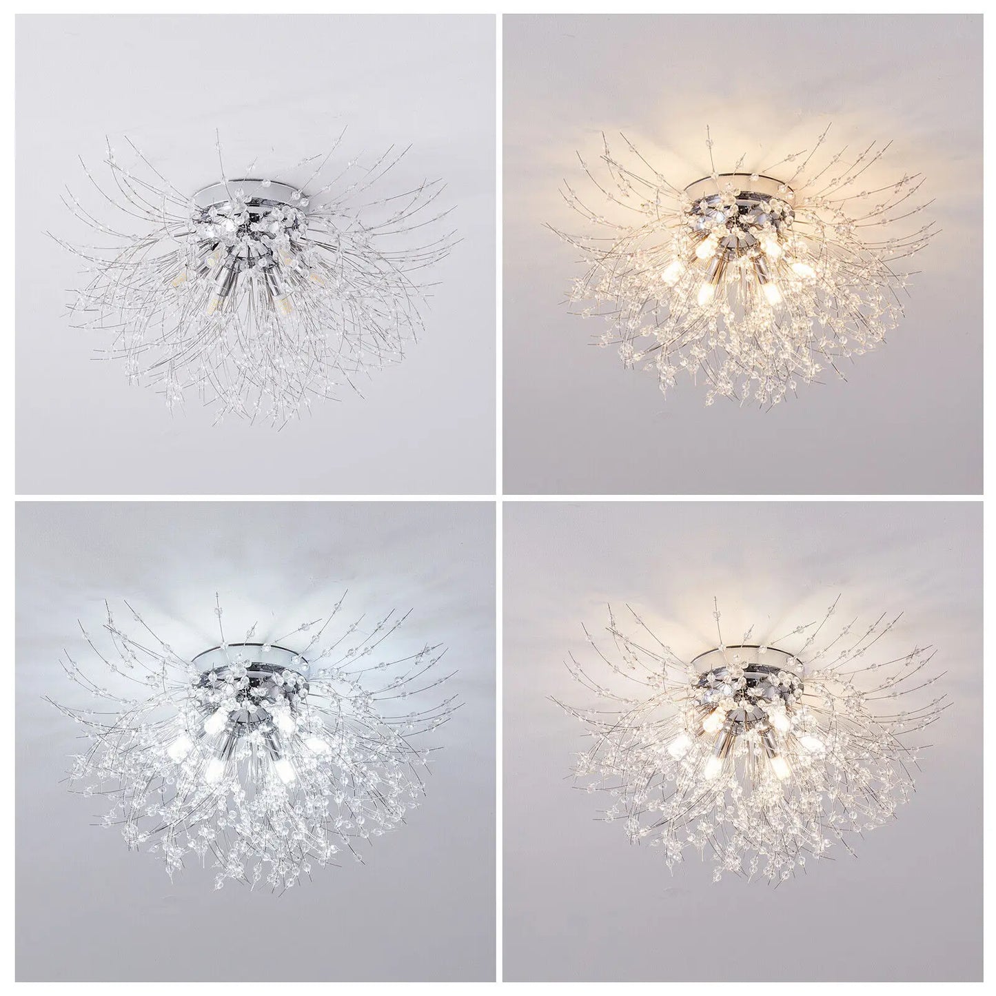LED Chandelier Fireworks Flush Mount Light Modern Crystal Ceiling Light Fixture