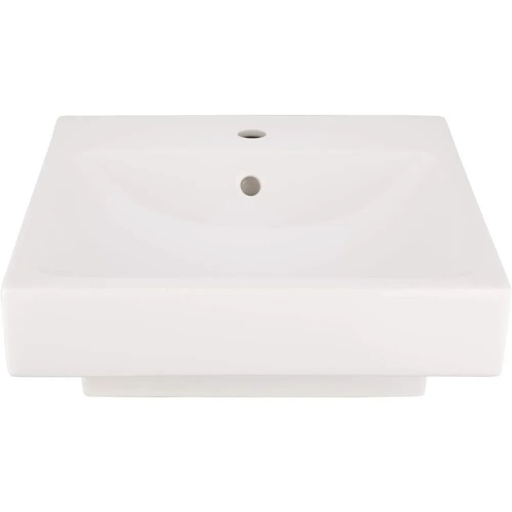 424917 Stoddert 20" Vitreous China Wall Mounted Bathroom Sink with Single Faucet Hole and Overflow - White