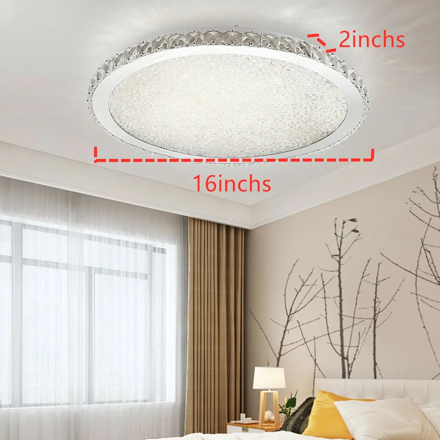 16" Modern Crystal Ceiling Light Pendant Lamp Luxury Embedded Installation Round LED Chandelier Raindrop Design