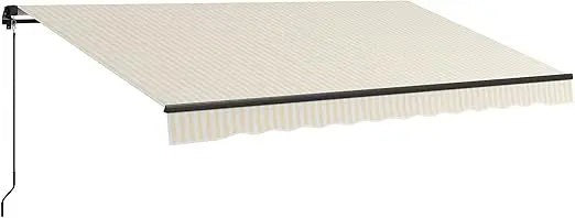 13' x 10' retractable awning, patio awning sunshade shelter with manual crank handle, 280gsm uv resistant fabric and aluminum f