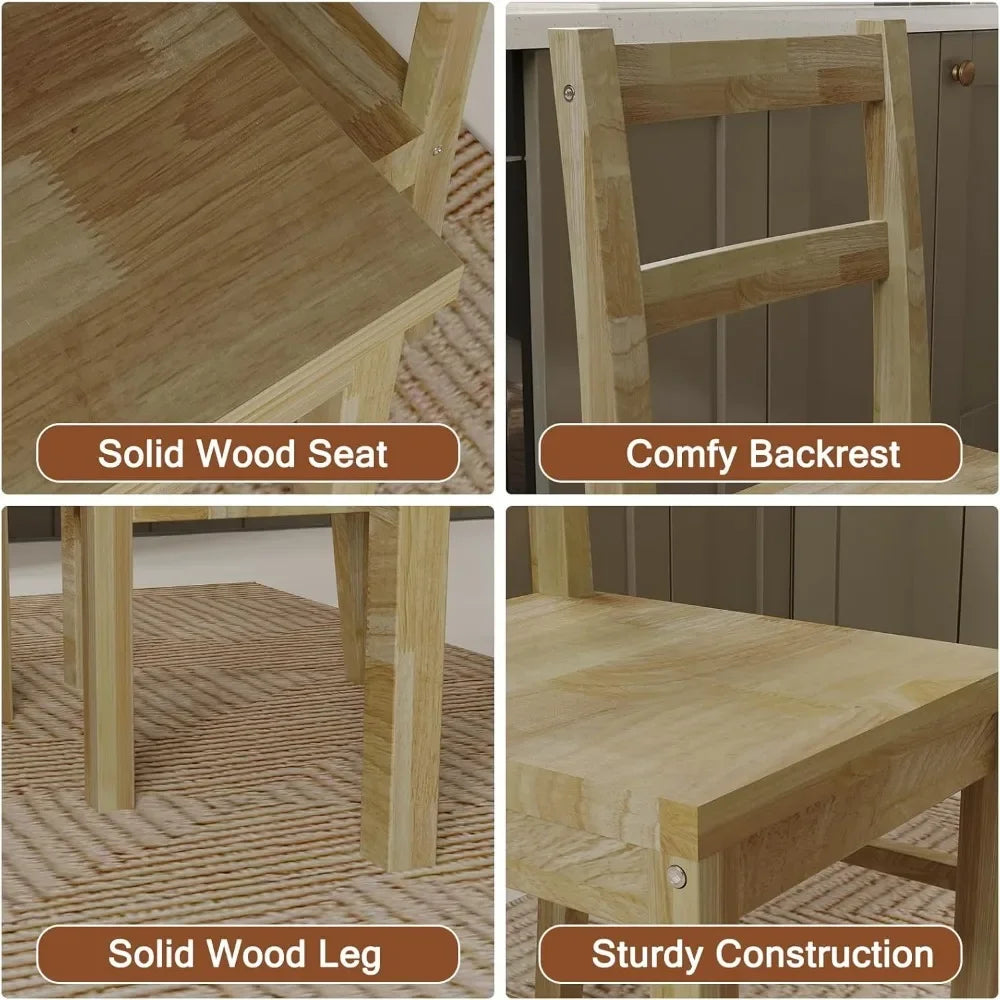 43.3 inch Solid Wood Indoor Modern Rectangular Dining Table Set for 4, Table and 4 Solid Wood Dining Chairs for Kitchen