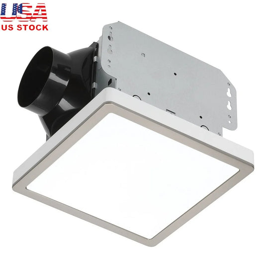 70 CFM Exhaust Ventilation Fan with Dimmable LED Light Brushed Nickel Trim Quiet Operation Easy Installation Humid Areas