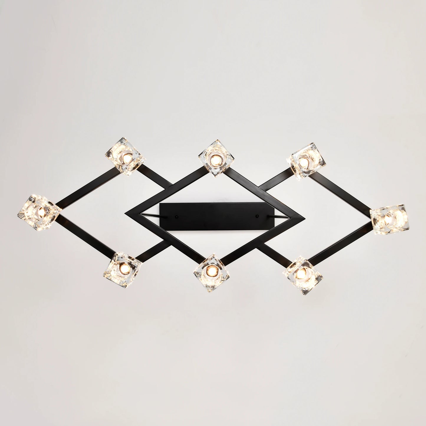 Matte Black Crystal Chandelier for Dining Room, 8-Light Kitchen Chandelier Light Fixture Modern Metal Industrial Chandeliers for