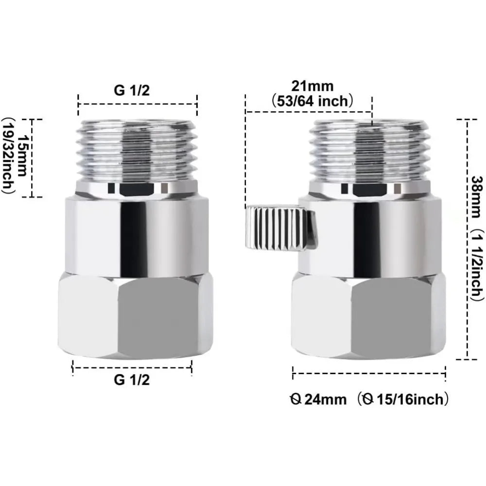 Brass Shower Flow Control Valve - Female/Male, Water Flow Regulator for Handheld Shower/Bidet Sprayer with Lever Handle