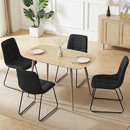 47.2'' Dining Table Set for 4,Modern Wood Dining Table,Leather Dining Chairs 4,Table and Chairs Set of 4,Ideal for Kitchen Dinin