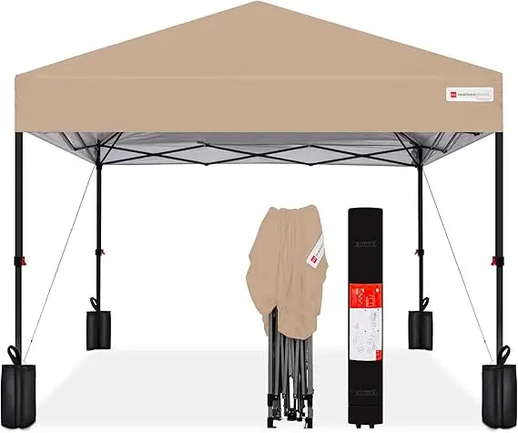 12x12ft 1-Person Setup Pop Up Canopy Tent Instant Portable Shelter w/ 1-Button Push, Case, 4 Weight Bags - Navy Blue