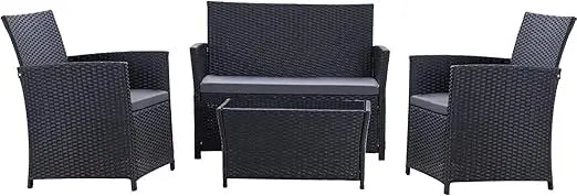 Patio Furniture Set, Modular Patio Set Wicker Outdoor Sectional Sofa Set PE Rattan Wicker Patio Conversation Set with T