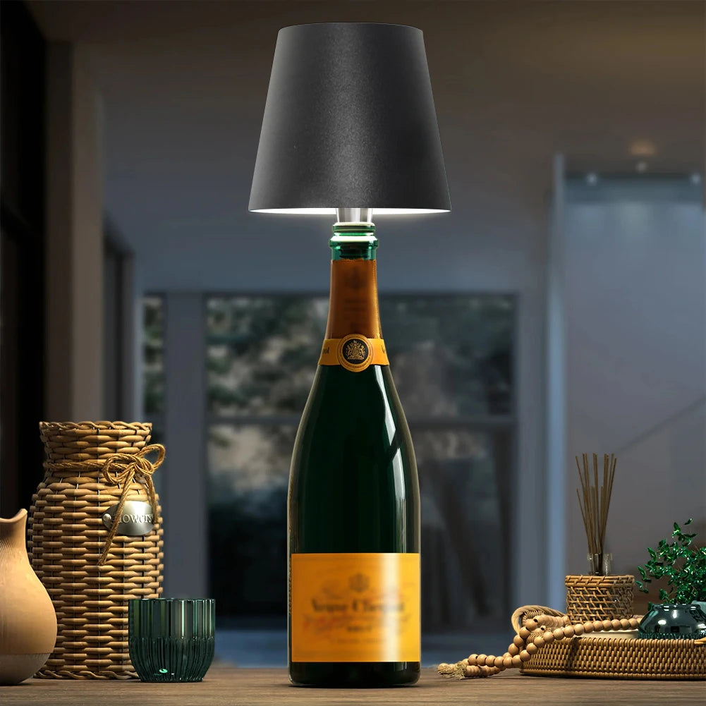 LED Table Lamp Rechargeable RGB Light Modes/3 Color Pridola Bottle Lamp 2000mAh LED Wine Bottle Lamp for Family Restaurant & Bar
