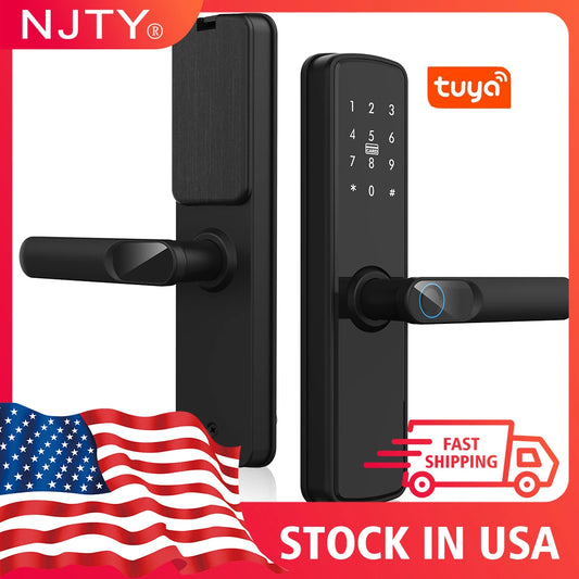TUYA Fingerprint Door Lock WIFI Keyless Smart  Electronic Lock NFC Keypad APP Password KEY Reversible Handle For Home office