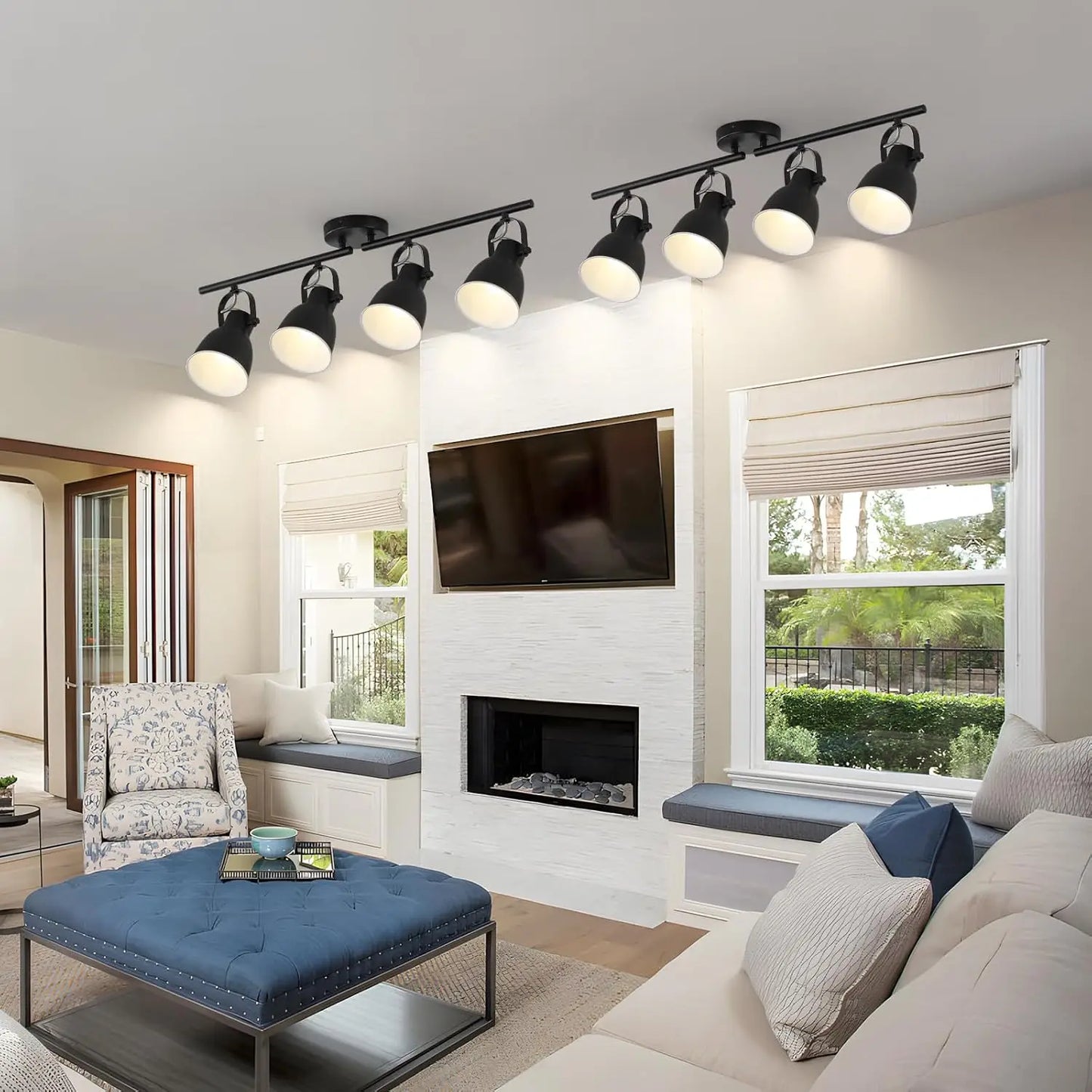 Modern 4-Light Black Track Lighting - Adjustable Ceiling Spotlights for Kitchen and Dining Room