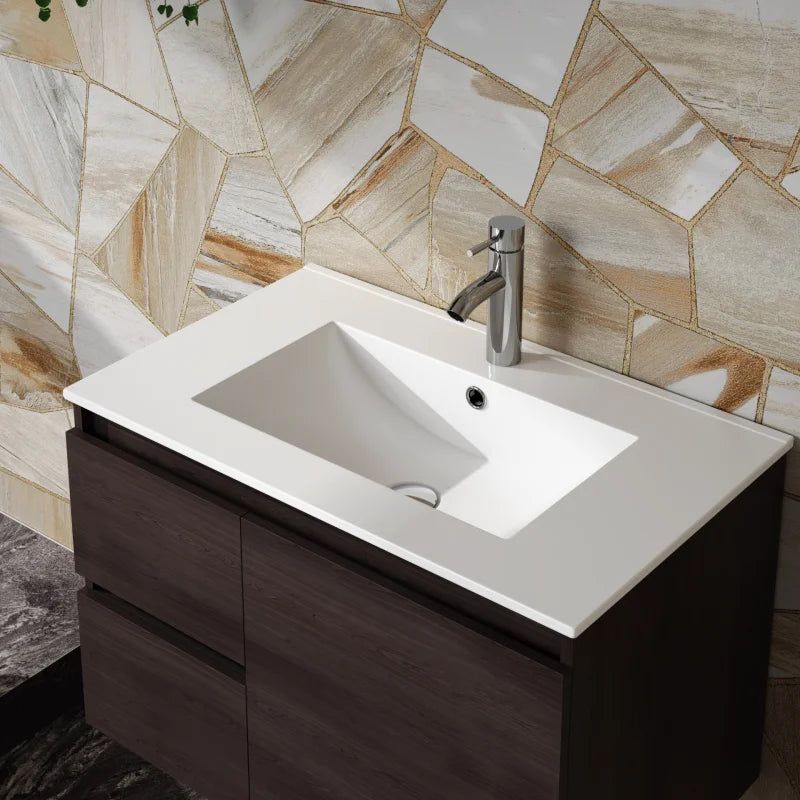 Goodyo 24 Ceramic Wash Sink Drop in for Bathroom Cabinets, White