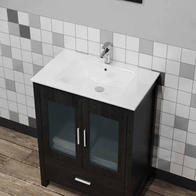 Goodyo 24 Ceramic Wash Sink Drop in for Bathroom Cabinets, White