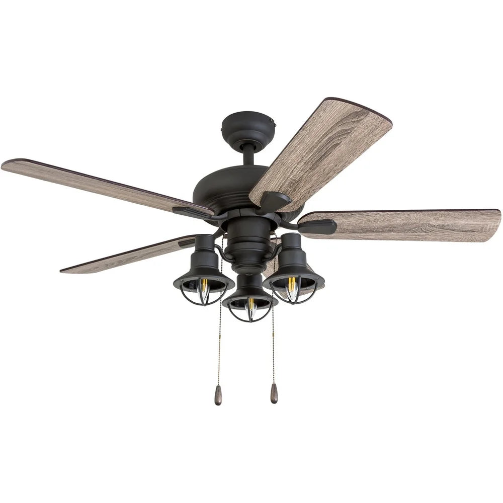 42 Inch Bronze Ceiling Fan with 5 Blades Remote Control Light Kit Reversible Motor High Airflow Medium Rooms
