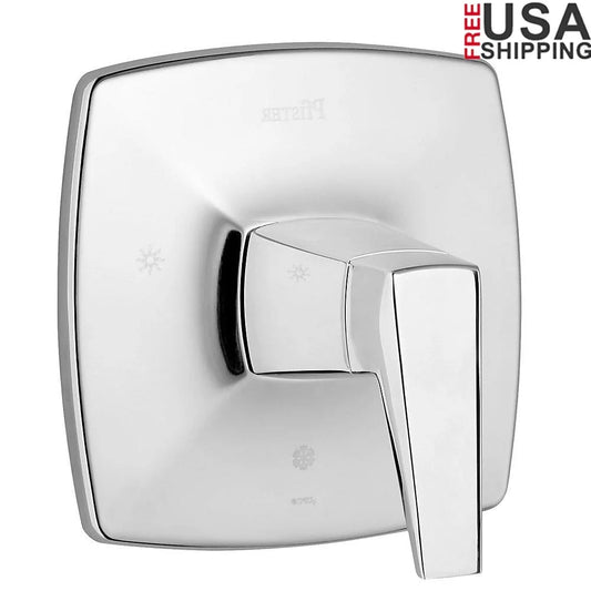 Sleek Polished Chrome Tub Shower Trim Valve Pressure Balance Temperature Control Modern Design 1-Handle Faucet Interior Use