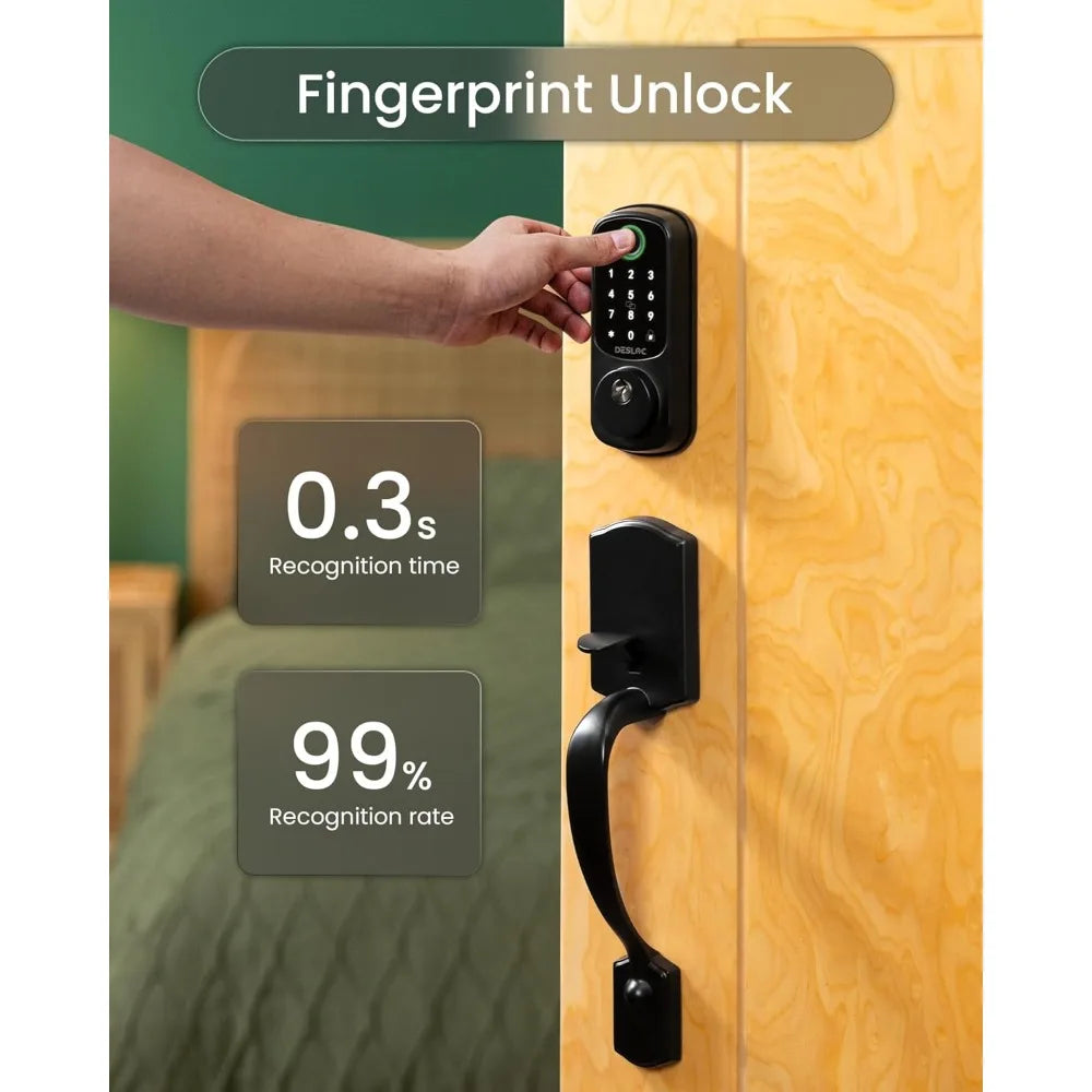 B200 Keyless Entry Door Lock with Handle Set, Smart Locks for Front Door, Deadbolt Smart Lock, Front Door Locks Set, Electronic
