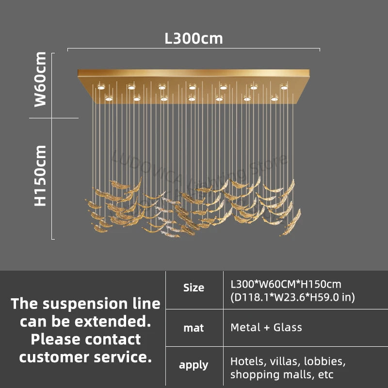 Modern Chandelier luxury villa Staircase LED Hanging Lights Hotel lobby Wedding Decoration Banquet Hall Customable Pendant Light