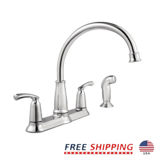 Bexley Two Handle Chrome Kitchen Faucet Side Sprayer Included