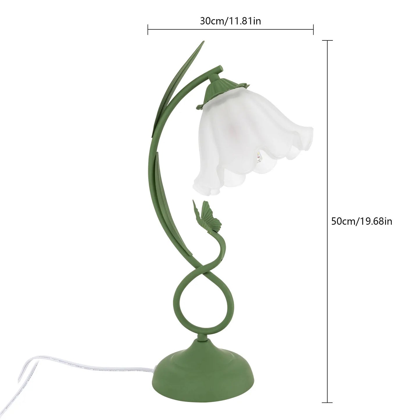 110V 60W Table Lamp Green E26 Flower Shape Glass Bedside Desk Light Fixture Reading Lamp
