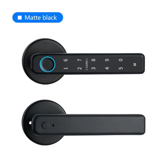 Smart Fingerprint Door Lock Keyless Entry - Bluetooth Remote Control, Auto-Lock Home Security for Keypad/App (Black)