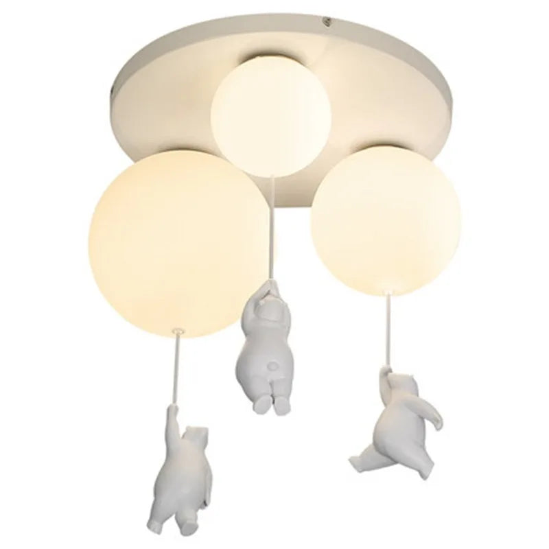 Nordic Cartoon Children's Room Ceiling Light Hallway Entrance Light Creative Teddy Bear Warm Study Bedroom LED Lighting Fixtures