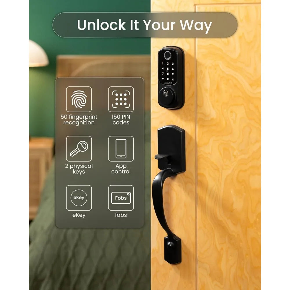 B200 Keyless Entry Door Lock with Handle Set, Smart Locks for Front Door, Deadbolt Smart Lock, Front Door Locks Set, Electronic