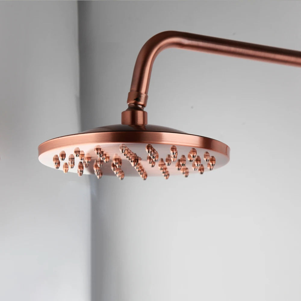 Monite Pink Rose Gold-plated Bathroom Shower Set Rain Shower Head Bath Shower Mixer with Hand Shower Faucet Bath Rainfall