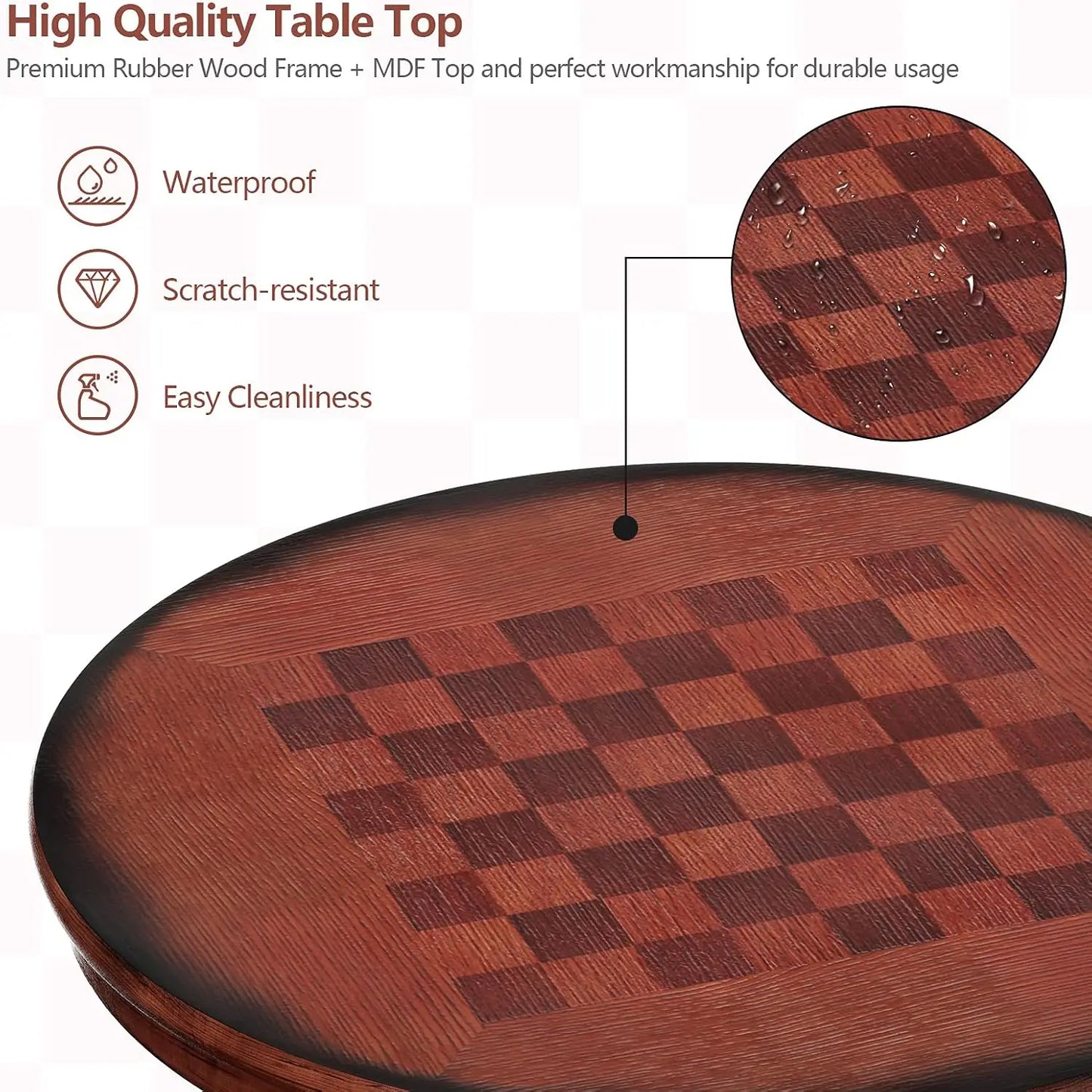 5 Pcs Pub Table Set,Wooden Pub Pedestal Side Table w/Stable Base,360 Degrees Swivel Bar Stool, Modern Round Bar Table and Stools