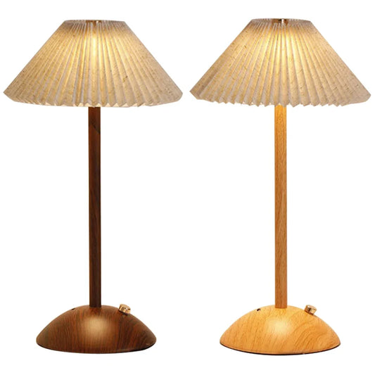 Nordic Pleated Table Lamp 3 Color Dimmable Bedside Sleeping Light Rechargeable Decorative Table Light for Bedroom Living Room