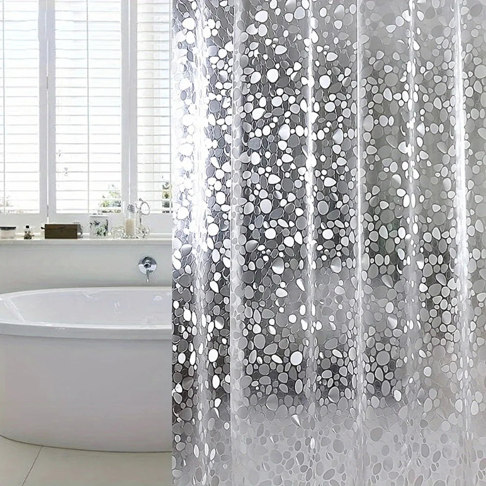 3D Pebble Pattern Shower Curtain Liner – Heavy-Duty PEVA Material with Magnets, 71x71 Inches, Perfect for Shower Stalls