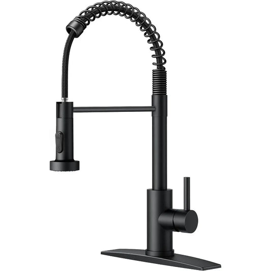 FORIOUS Black Kitchen Faucet, Kitchen Sink Faucet with Pull Down Sprayer,Commercial Kitchen Faucets StainlessSteel,Single Handle