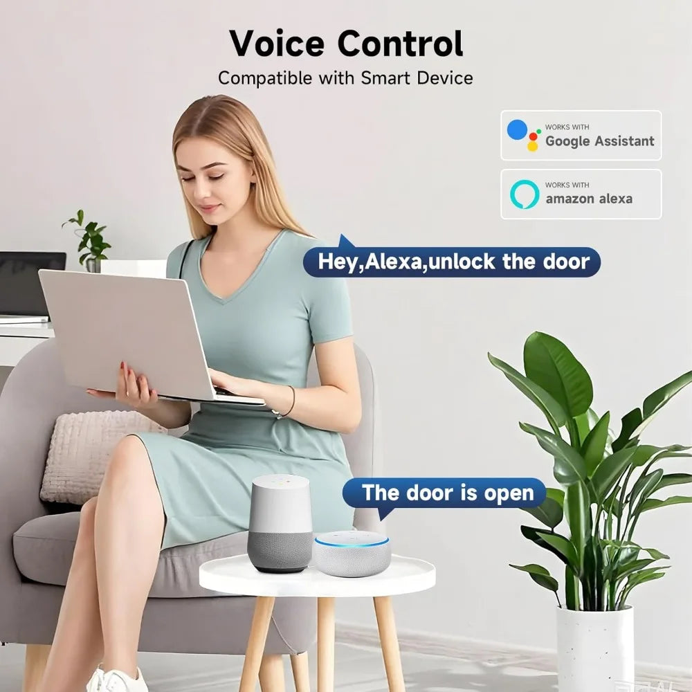 Smart Door Lock with Handle, Keyless Entry Door Lock Deadbolt Handle Set, Built-in WiFi Deadbolt Smart Lock for Front, Fingerpri