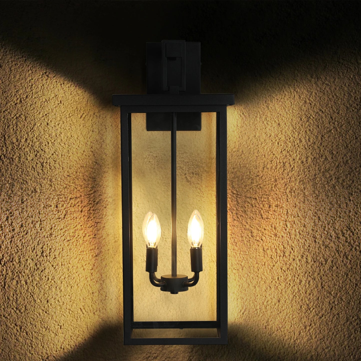 26 Inch Black Iron Outdoor Wall Sconce Clear Glass Lampshade Halloween Christmas Decoration Lighting For Garage Hallway