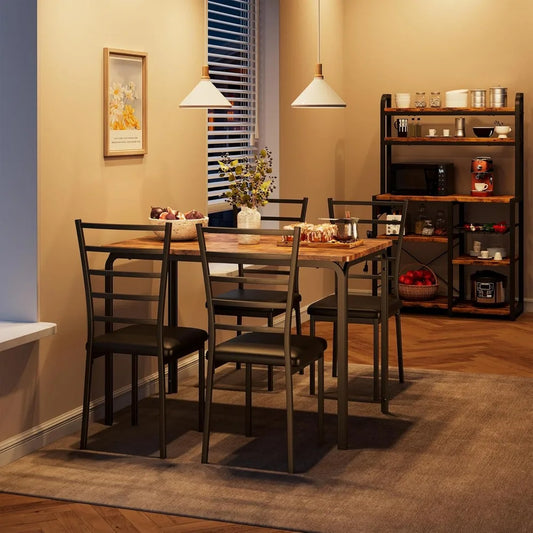 5-piece Kitchen Dining Table and Chair Set, Suitable for Small Spaces, 4-piece Indoor Modern Dining Table Set