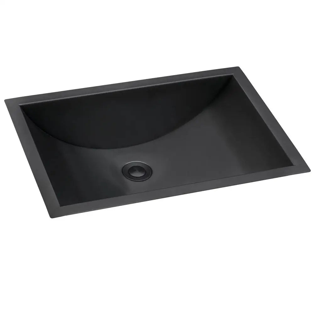 Gunmetal Black Matte Stainless Steel Undermount Bathroom Sink 16x11 Inch Bowl Commercial-Grade Brushed Finish with Sound-Proof